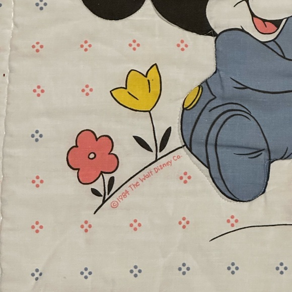 Vintage Disney Baby Quilt - White with Red, Blue, Yellow Design - Picture 3 of 5